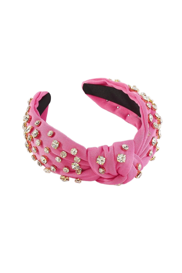 Pink Rhinestone Studded Knotted Headband