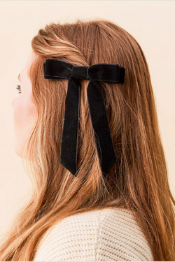 Velvet Hair Bow - Black