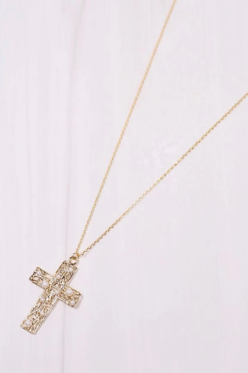 Bently Pearl Cross Necklace