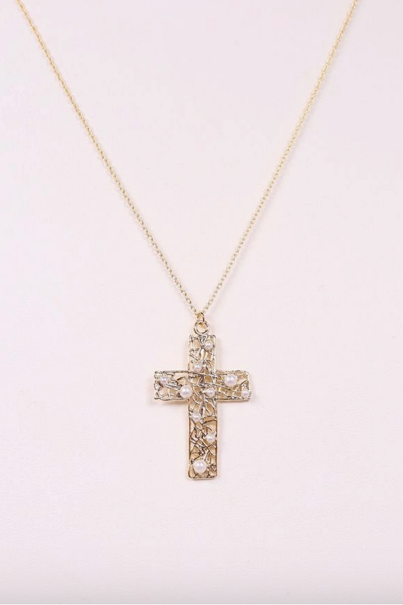 Bently Pearl Cross Necklace