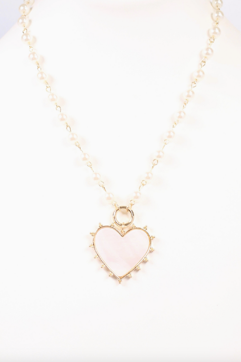 Bettany Necklace with Heart Charm Pearl