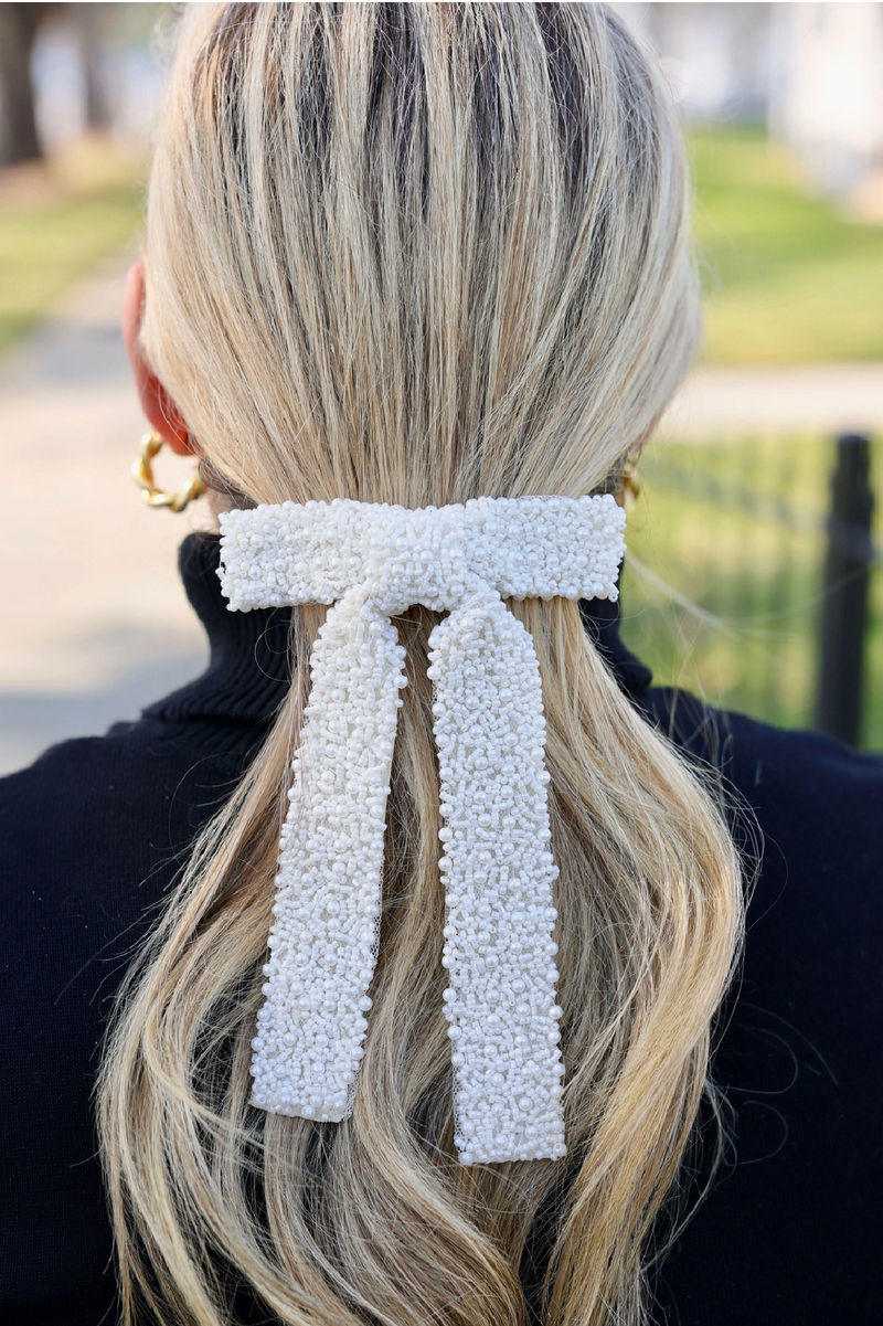 Birdie Pearl Bow Ivory