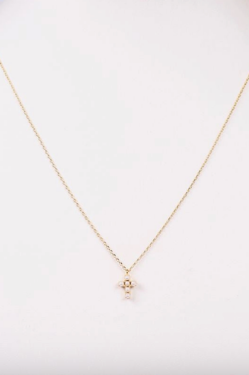 Caine Pearl Cross Necklace