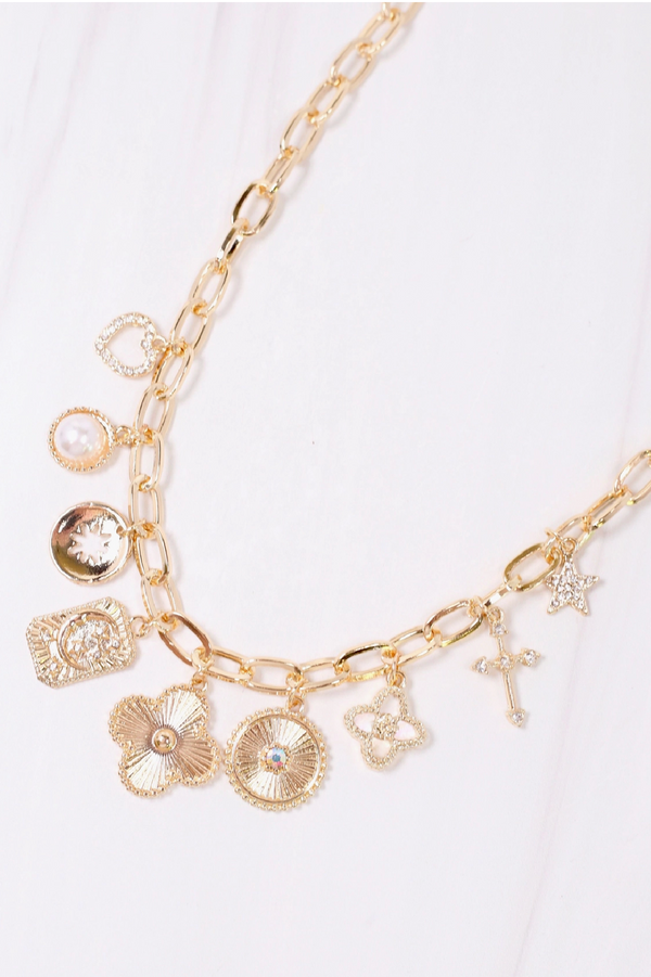 Chavez Charms Necklace Gold