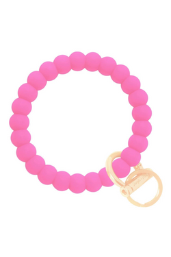 Bright Pink Bubble Bangle Bracelet Key Ring