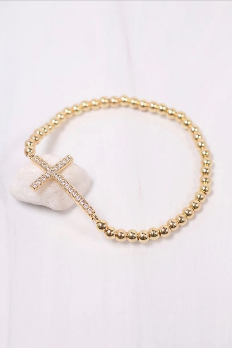 Cz Cross Bracelet Gold