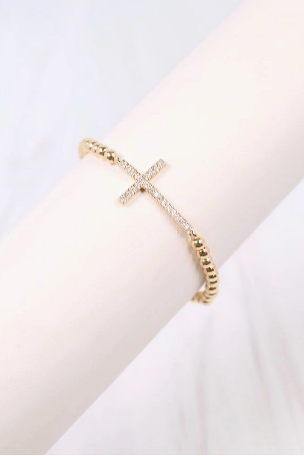 Cz Cross Bracelet Gold