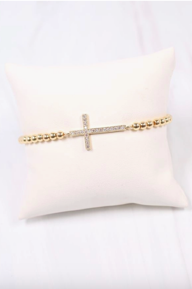 Cz Cross Bracelet Gold