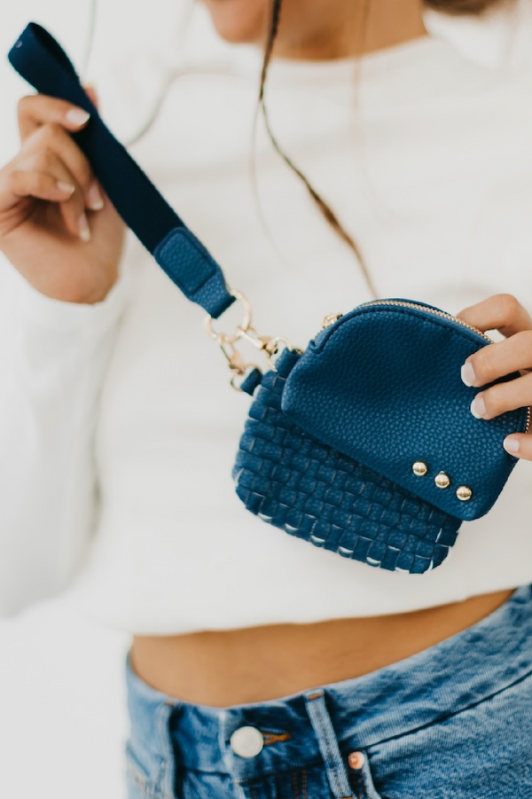 Wonderlust Woven Dual Pouch Wristlet - Denim