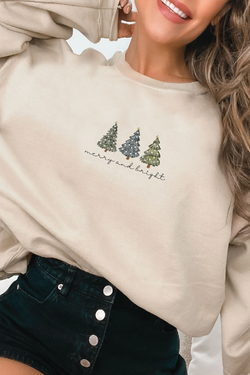 Embroidered Merry & Bright Sweatshirt