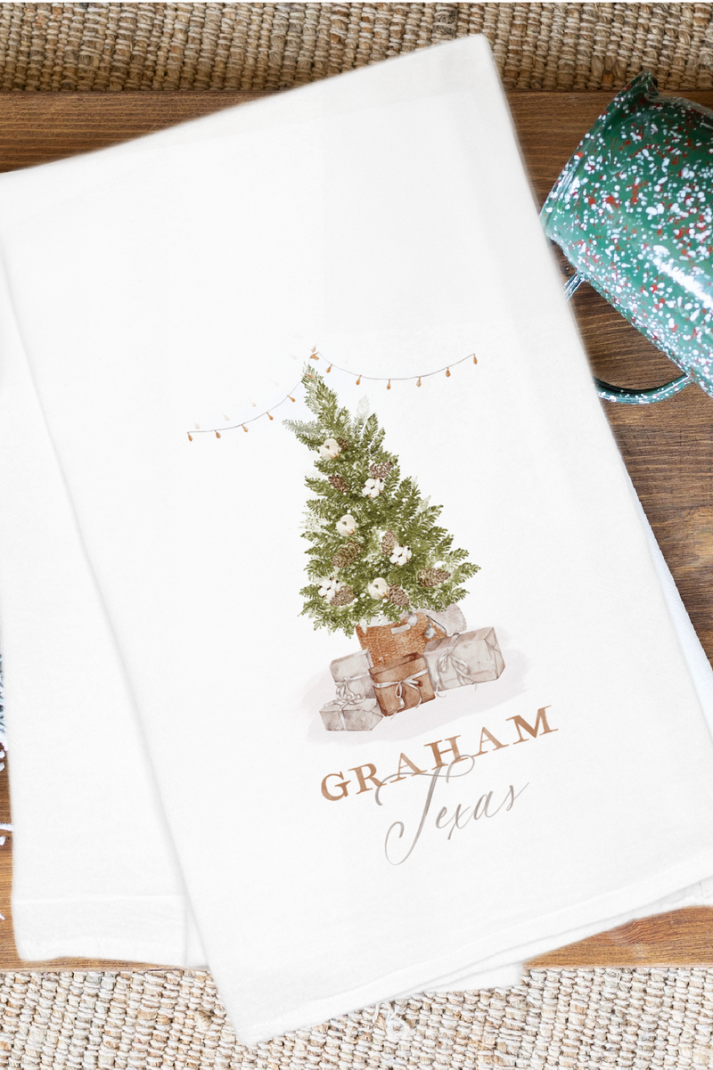 Graham Watercolor Holiday Tea Towel