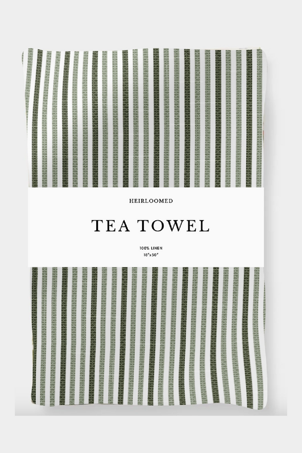 Tea Towel - Two Tone Stripe Green