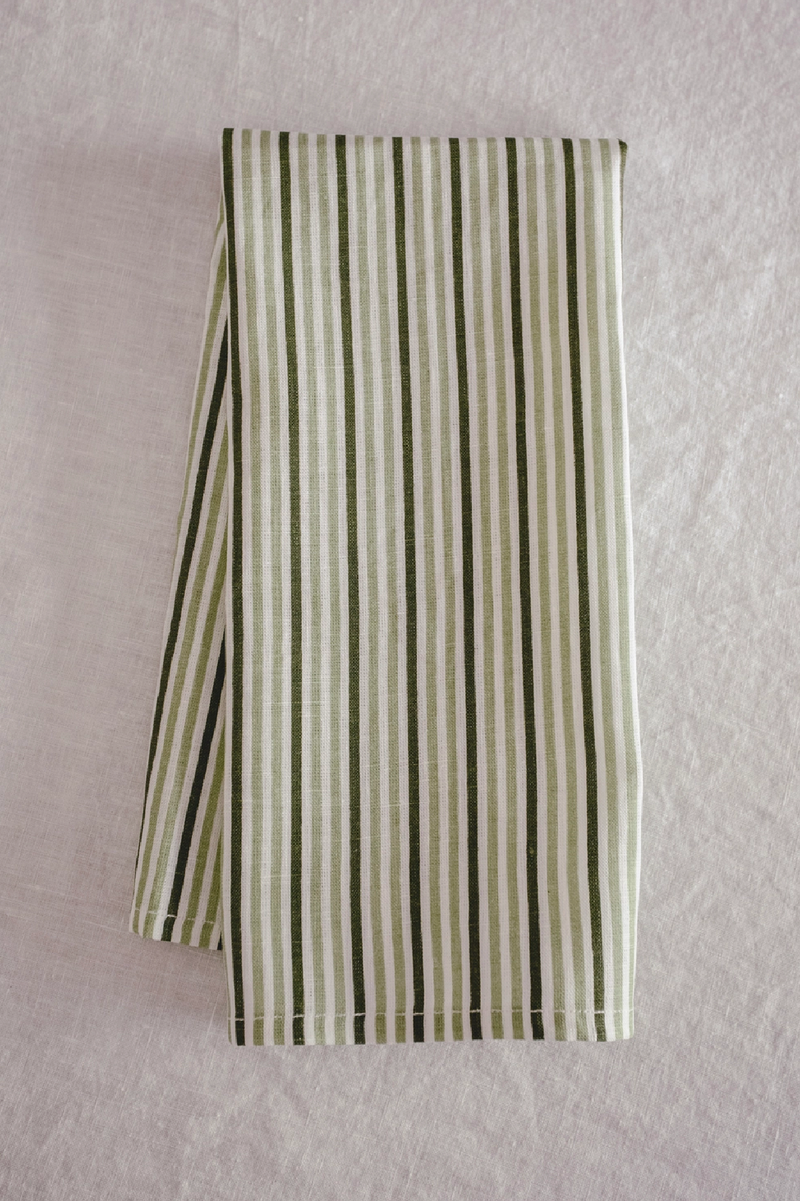 Tea Towel - Two Tone Stripe Green