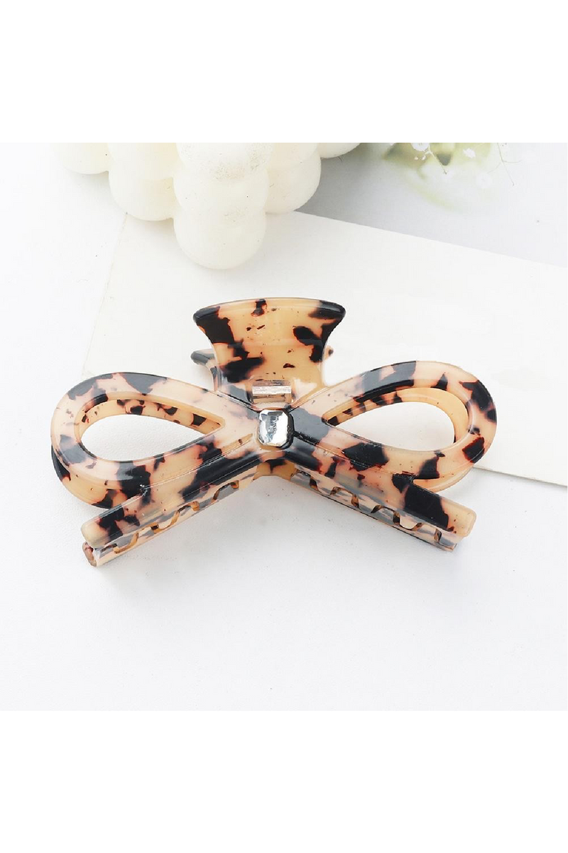 Acetate Bow Hairclip - Brown