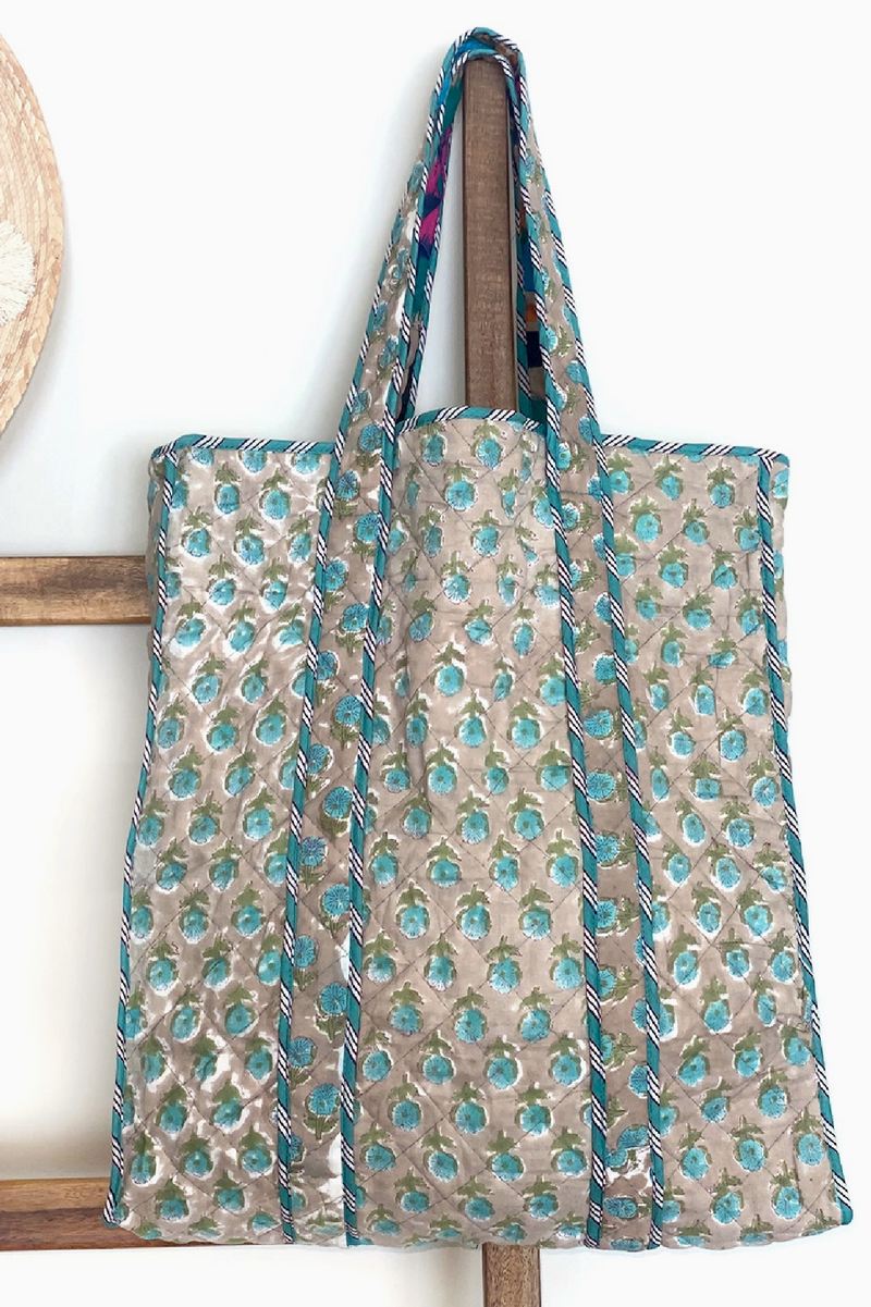 Reversible Quilted Block Printed Market Bag