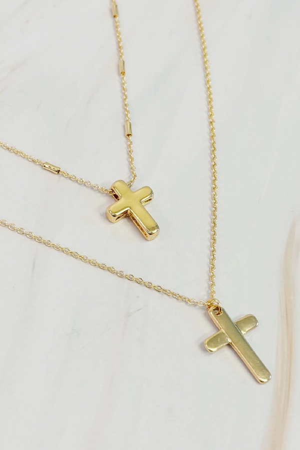 Chain Cross Necklace Set of 2