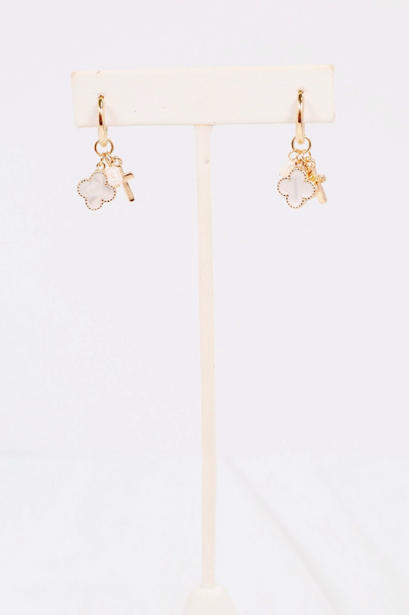 Cross + Clover Charm Earrings