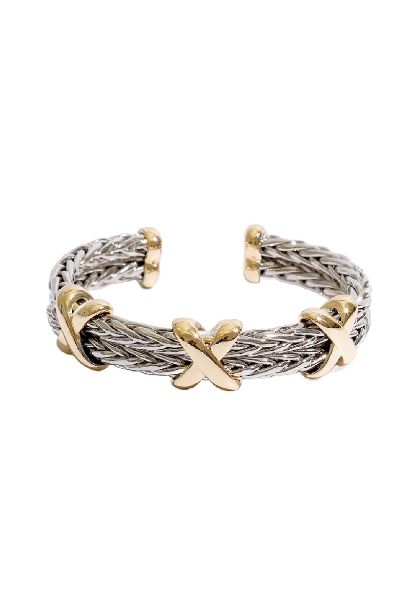 Braided Two Tone Bangle Bracelet