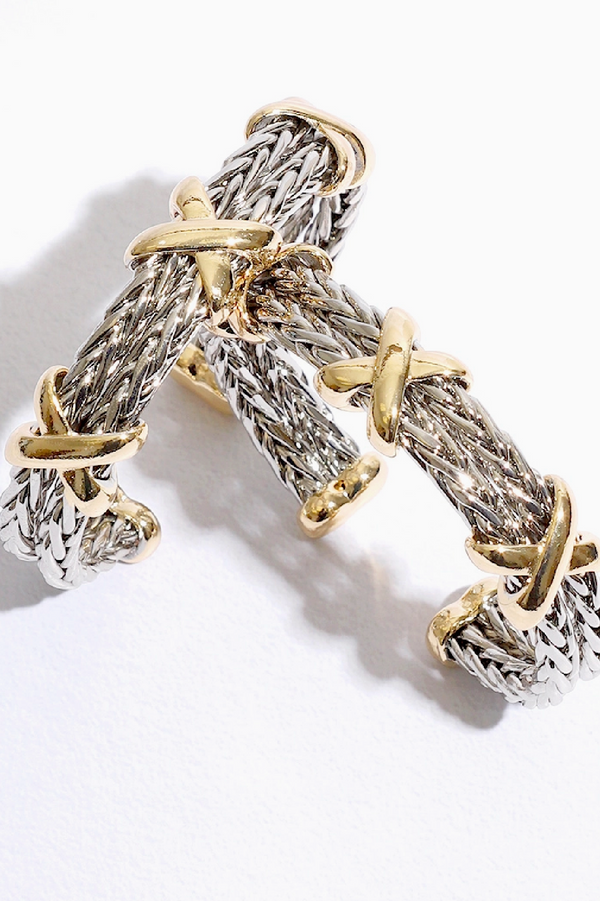 Braided Two Tone Bangle Bracelet