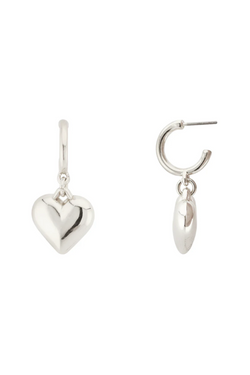 Heart Hoop Earrings - Silver