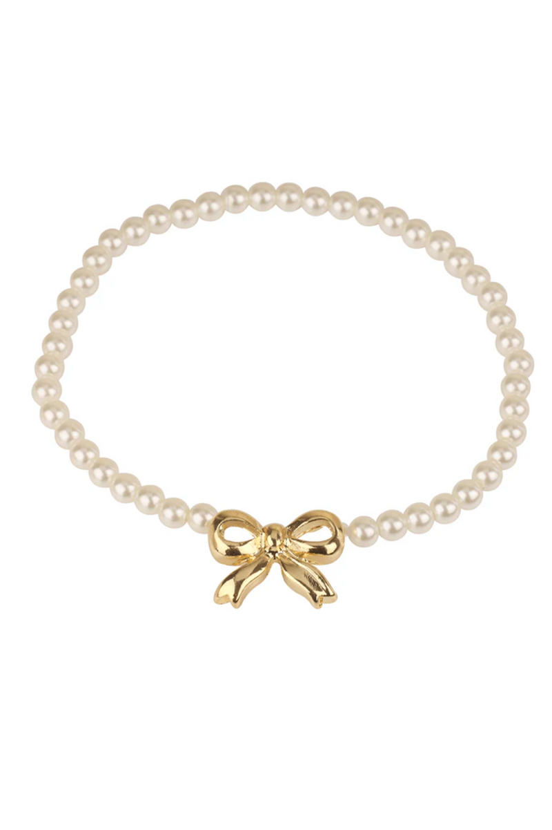 Pearl Beaded Bow Bracelet