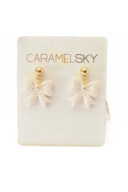 Bow Earrings - White