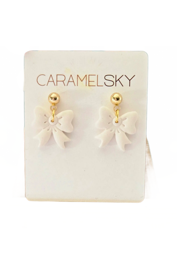 Bow Earrings - White