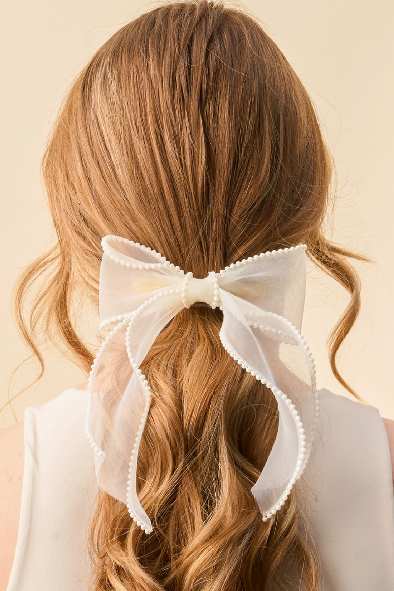 Sheer Pearl Hair Bow