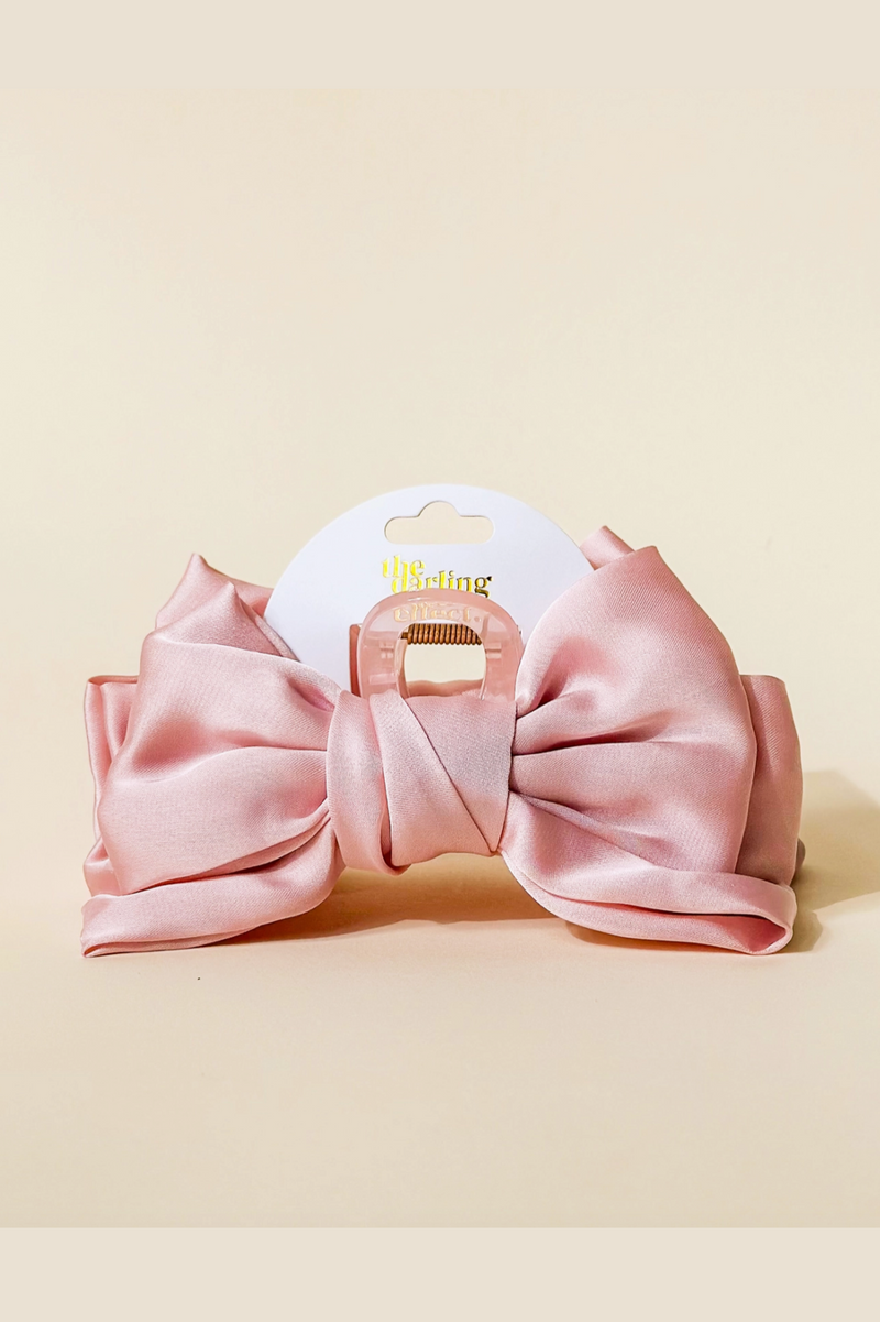 Satin Bow Claw Clip - Blush