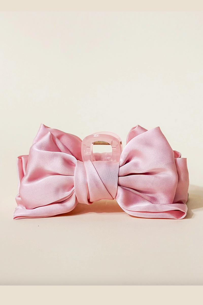 Satin Bow Claw Clip - Blush