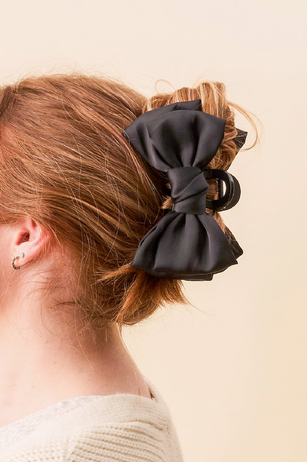 Satin Bow Claw Clip - Black