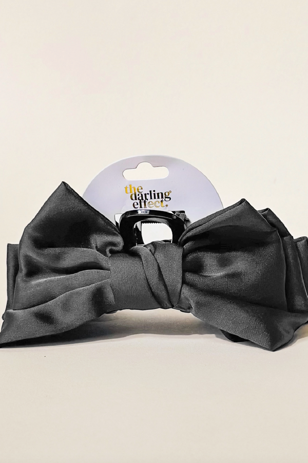 Satin Bow Claw Clip - Black