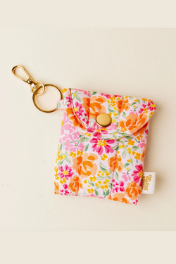 Puffy Earbud Case Keychain - Secret Garden Pink