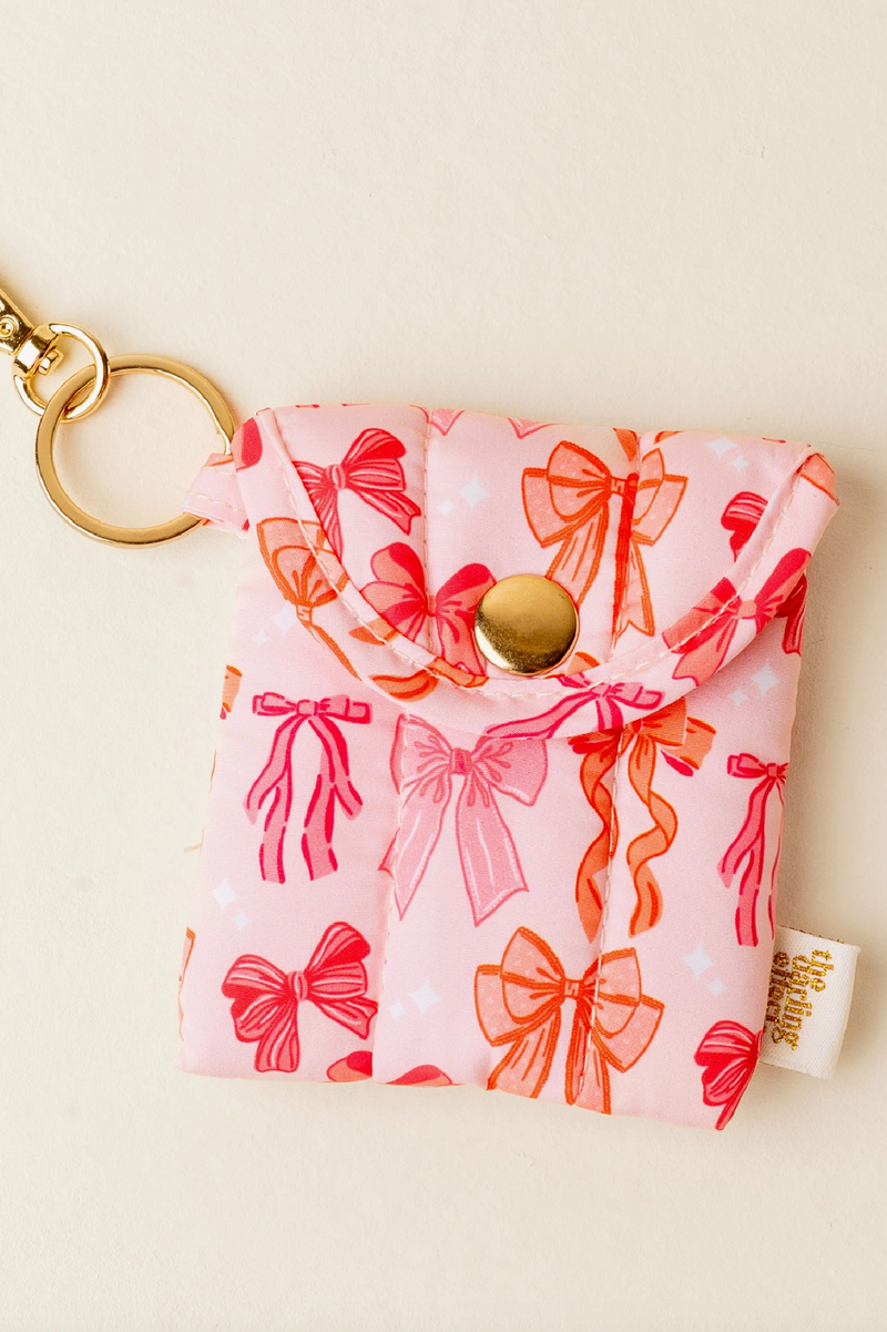 Puffy Earbud Case Keychain - Blushing Bows