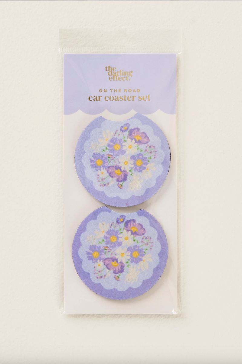 Car Coaster Set - Purple Bouquet Beauty