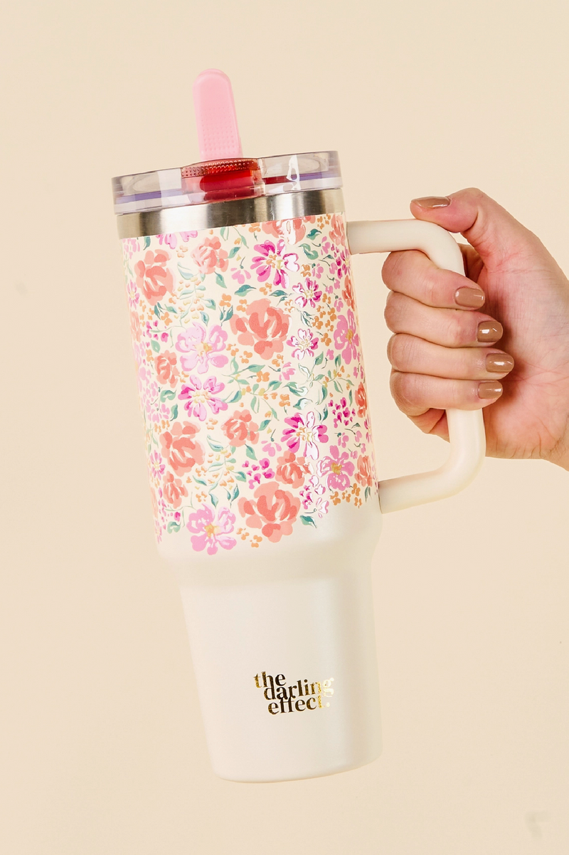 40 oz Flip Straw Tumbler - Secret Garden Pink