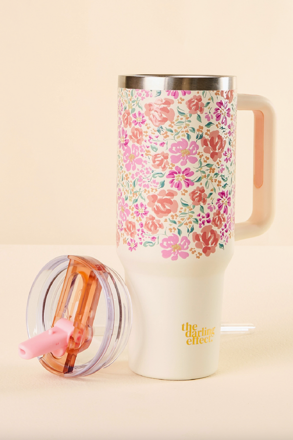 40 oz Flip Straw Tumbler - Secret Garden Pink