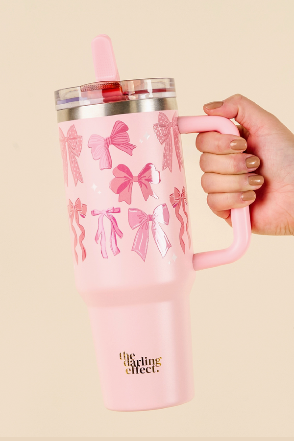 40 oz Flip Straw Tumbler - Blushing Bows