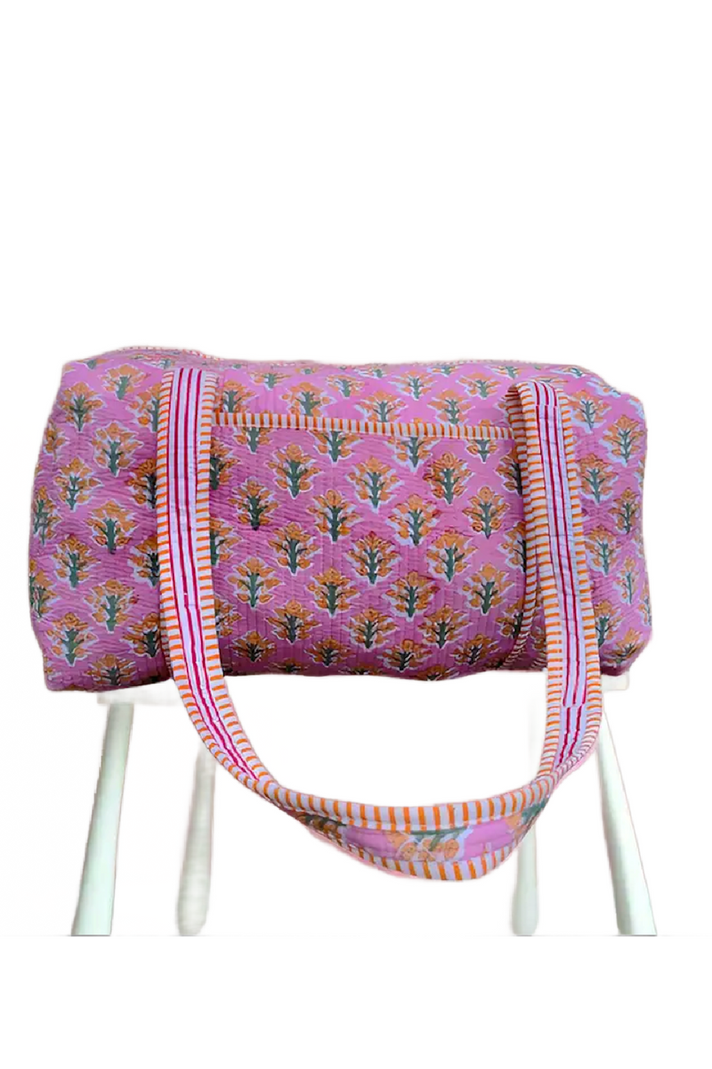 Evelyn Pink Printed Duffle Bag