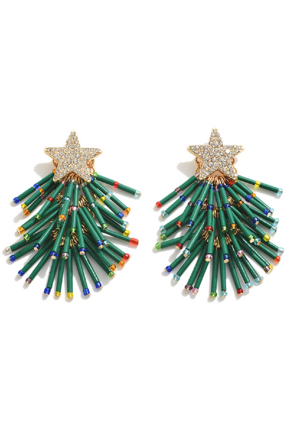 Beaded Christmas Tree Earrings