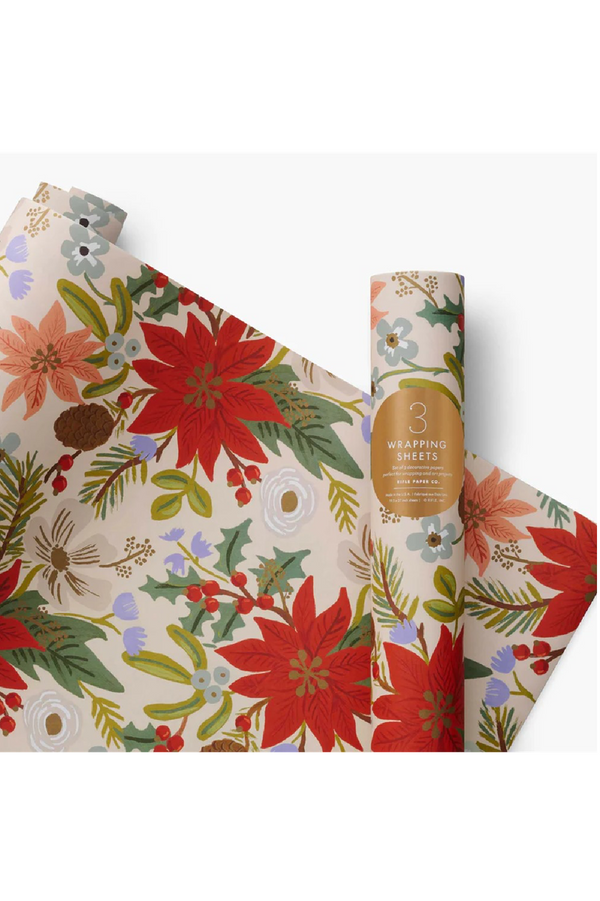 Poinsettia Wrapping Sheets (Roll of 3) | Rifle Paper Co.