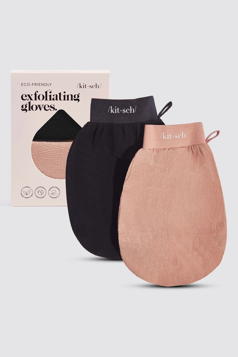 Exfoliating Gloves 2pc Set - Black & Terracotta
