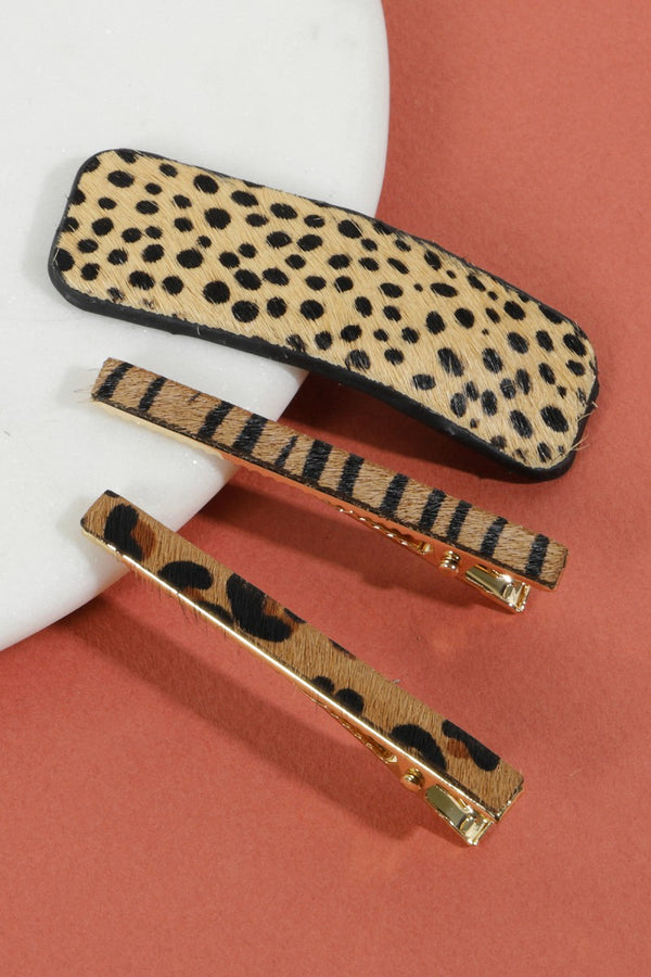 Hair Clip Set - Cheetah