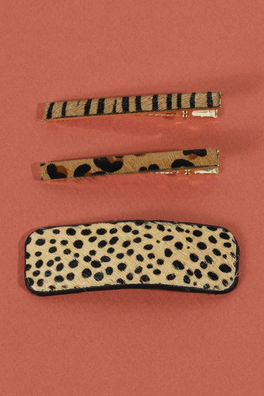 Hair Clip Set - Cheetah