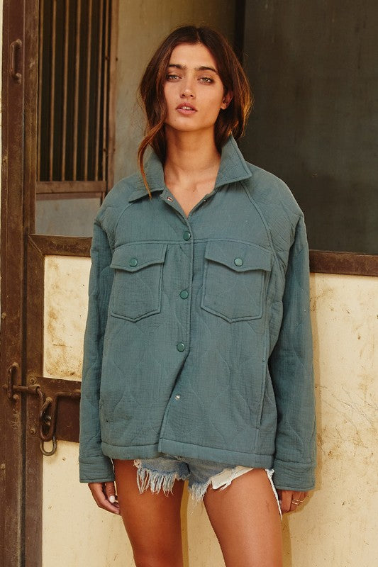'Wrapped in Warmth' Jacket - Teal