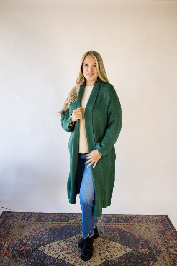 'Get the Trend' Cardigan - Hunter Green