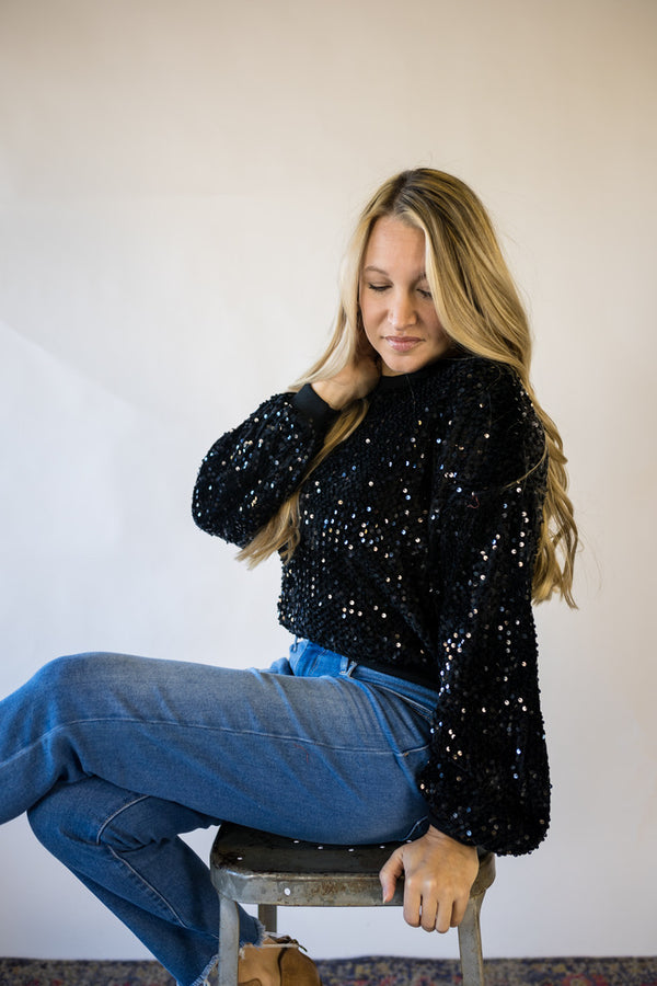 'Sparkle + Shine' Sequin Sweatshirt