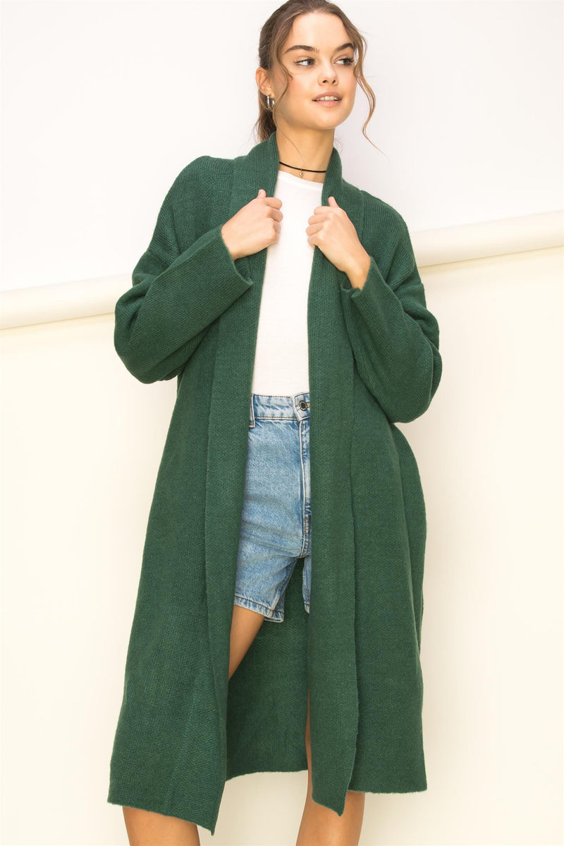 'Get the Trend' Cardigan - Hunter Green