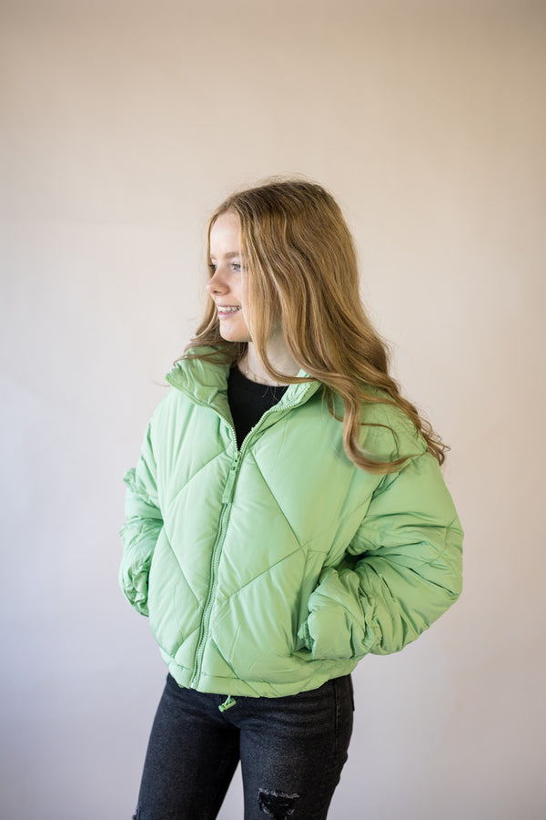 'This Is Now' Puffer Jacket - Seafoam