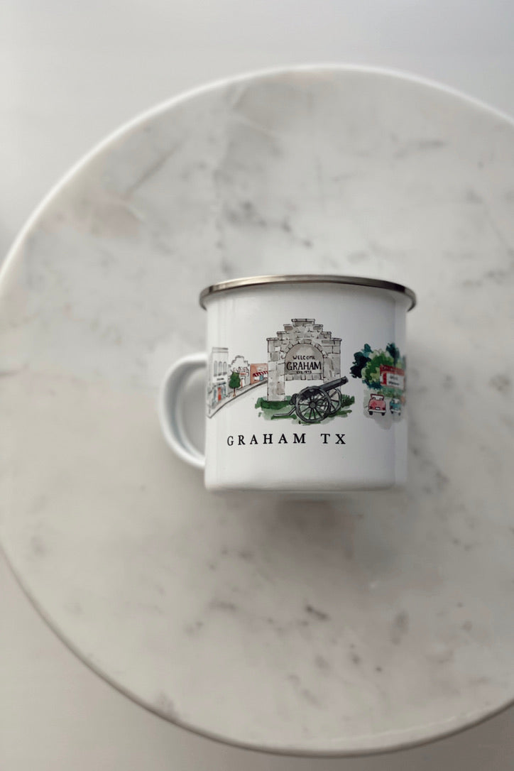Graham, TX Enamel Mug